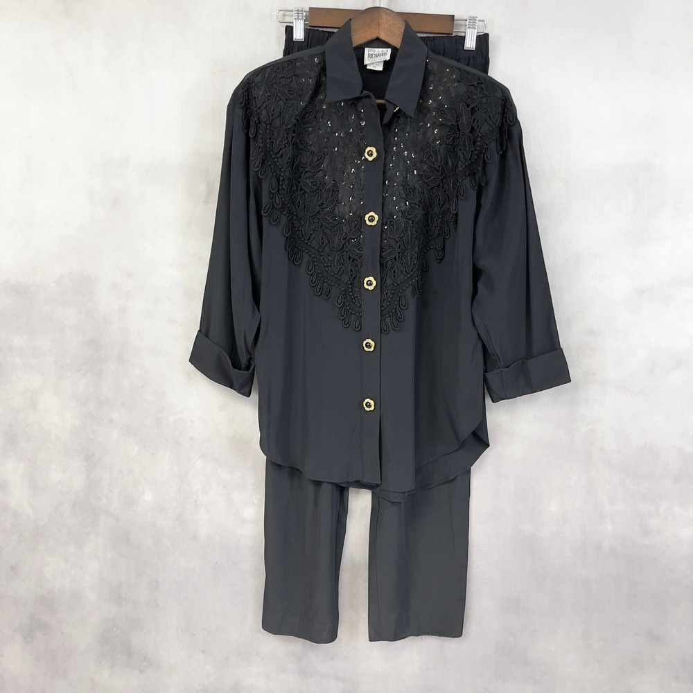 RM Richards Karen Kwong Womens Pant Set Size 8P Evening Formal Lace Vintage Glam